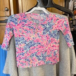 Lilly Pulitzer Girls 3/4 sleeve Pink Green Size Medium 4 -6